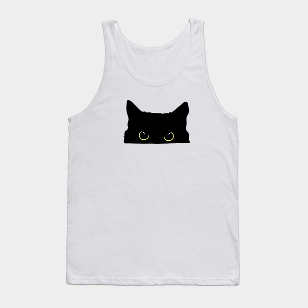 Peeking Black Kitty Cat Silhouette Tank Top by ACGraphics